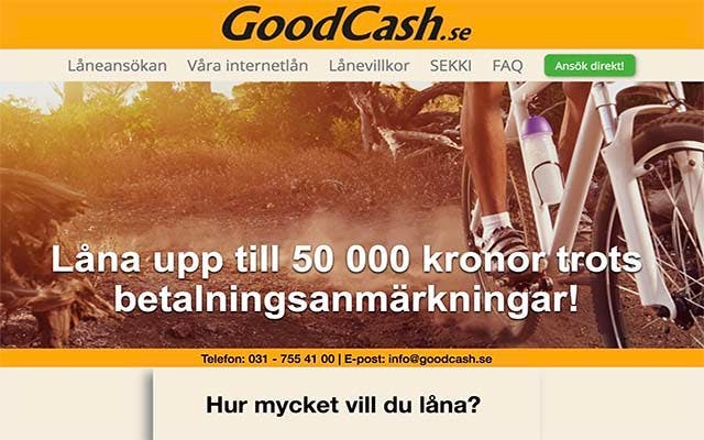 GoodCash - låna upp till 50 000 kronor trots betalningsanmärkningar 