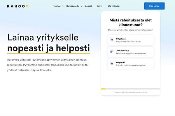 Rahoo.fi lainaa yrityksille nopeasti ja helposti 