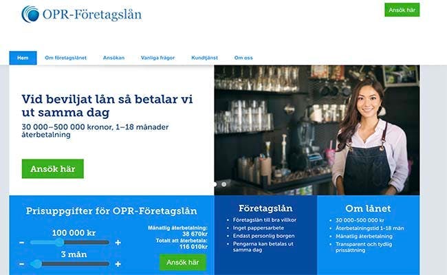 OPR-Företagslån hemsida