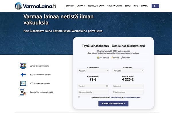 VarmaLaina.fi - varmaa lainaa netistä ilman vakuuksia 